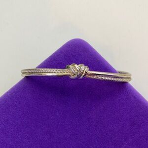 💛 Silver Tone Love Knot Bangle Bracelet Cuff | Classic Everyday Stackable